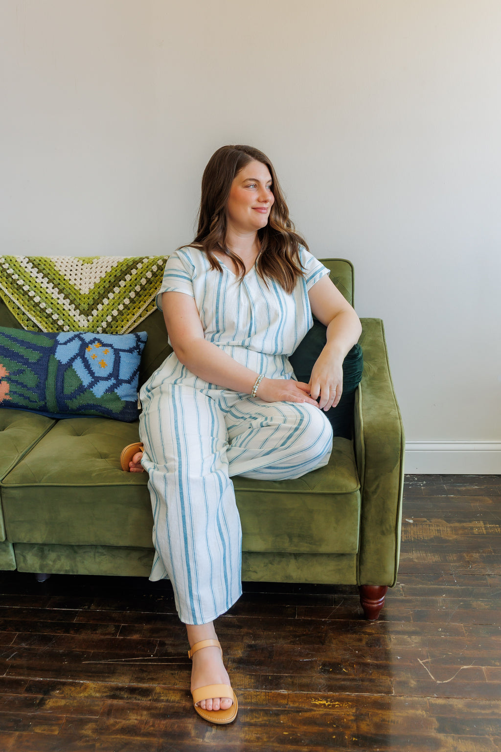 The Oasis Pants in Aegean Stripe