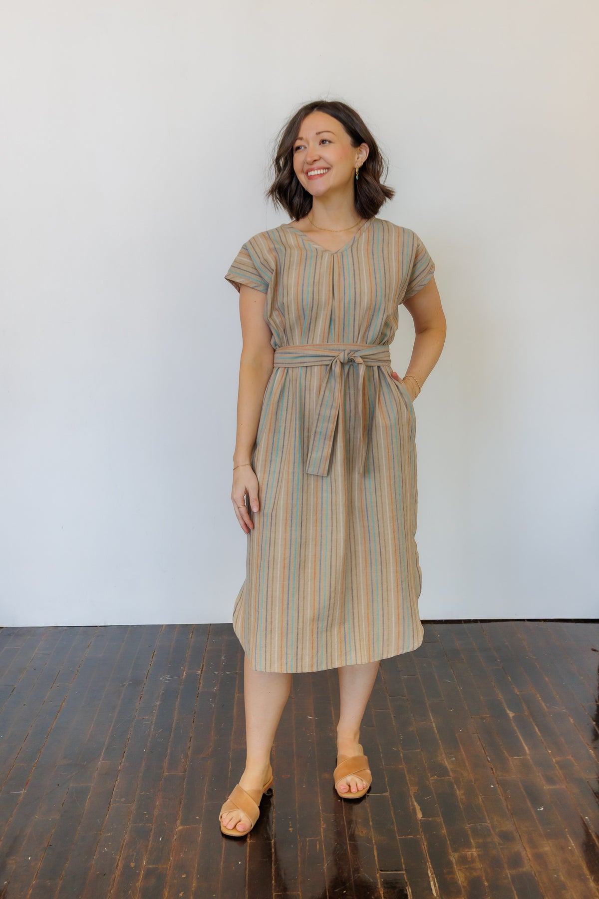 The Serene Kaftan Dress in Hazel Stripe