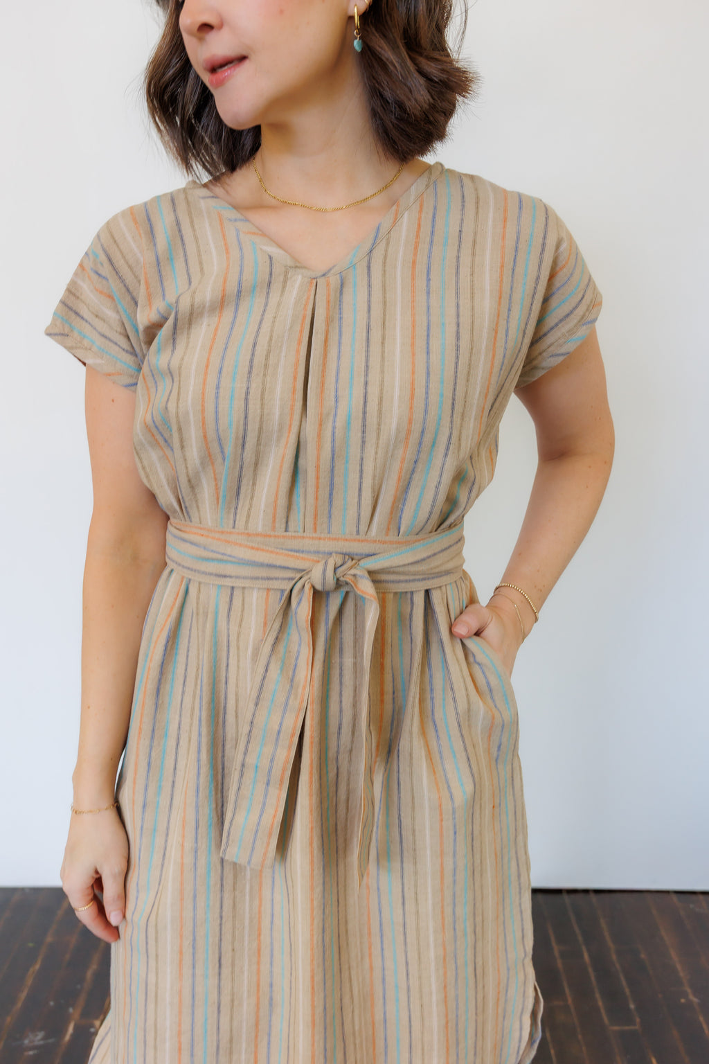The Serene Kaftan Dress in Hazel Stripe