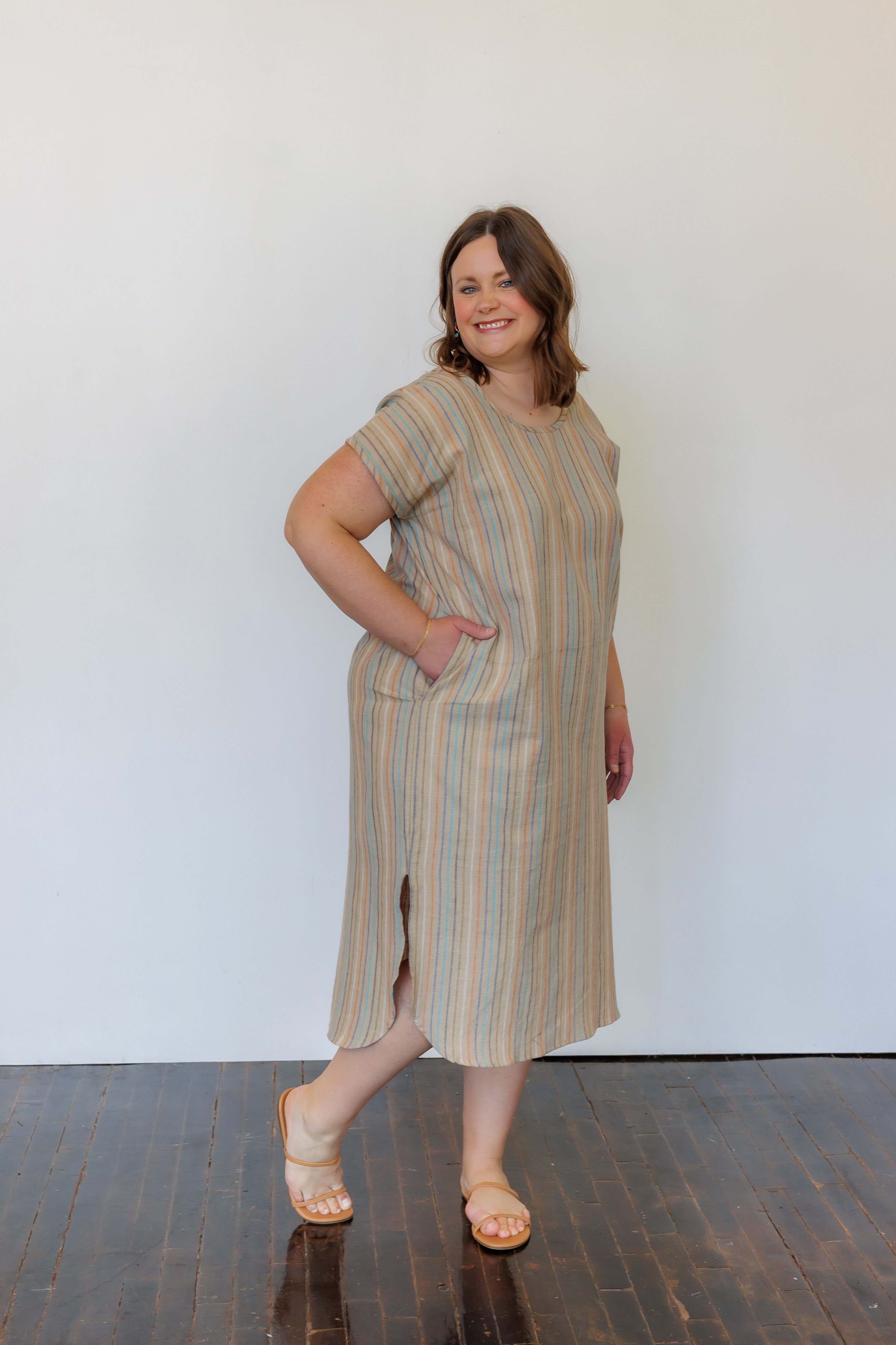 The Serene Kaftan Dress in Hazel Stripe