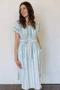 The Serene Kaftan Dress in Aegean Stripe