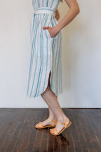 The Serene Kaftan Dress in Aegean Stripe
