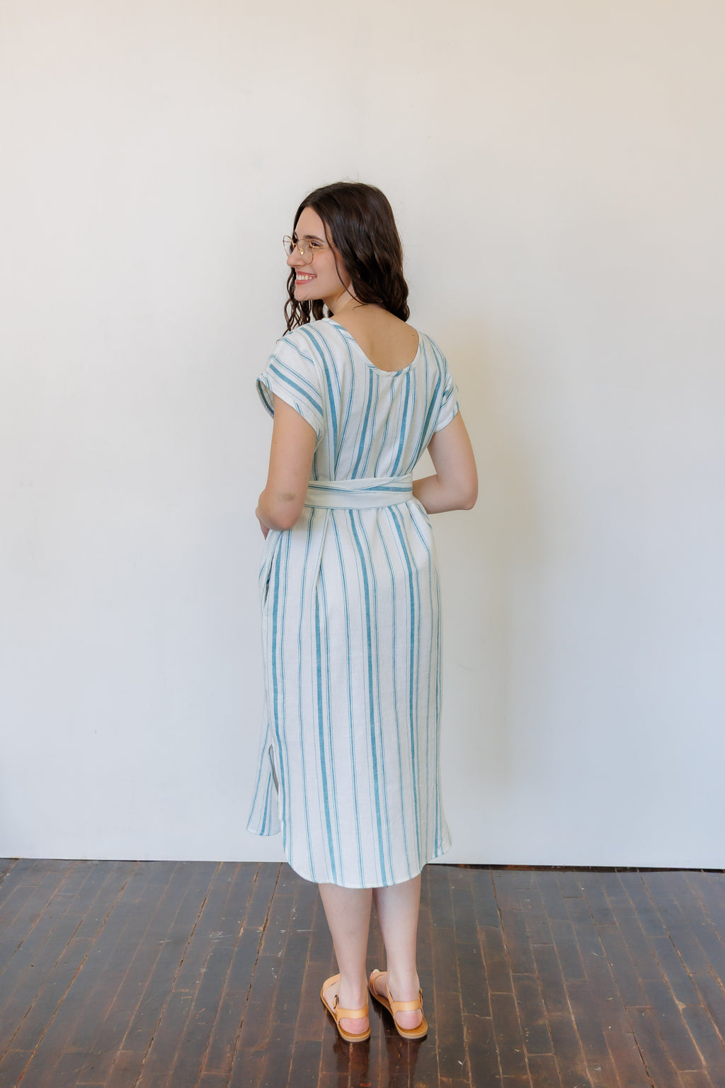 The Serene Kaftan Dress in Aegean Stripe