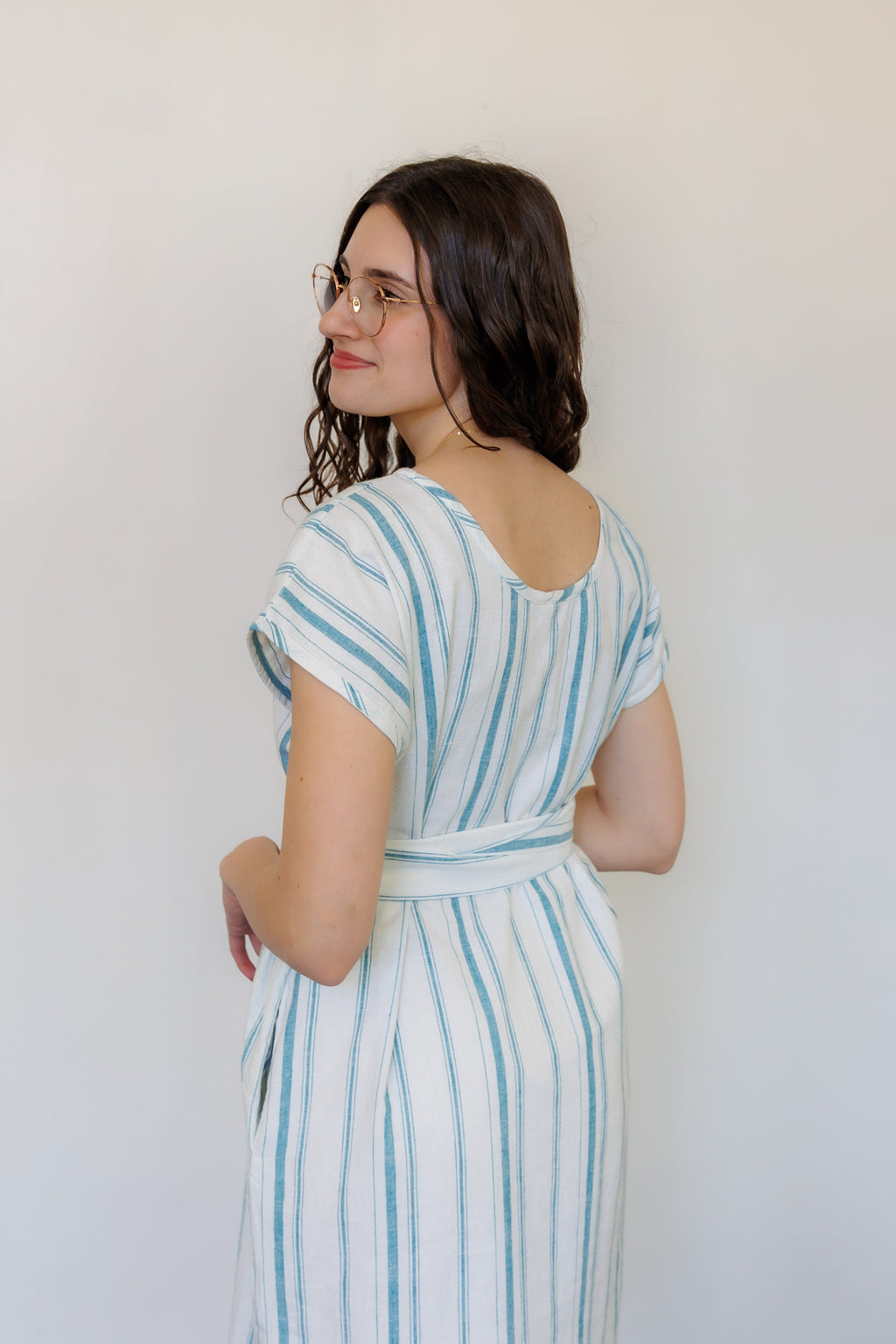 The Serene Kaftan Dress in Aegean Stripe