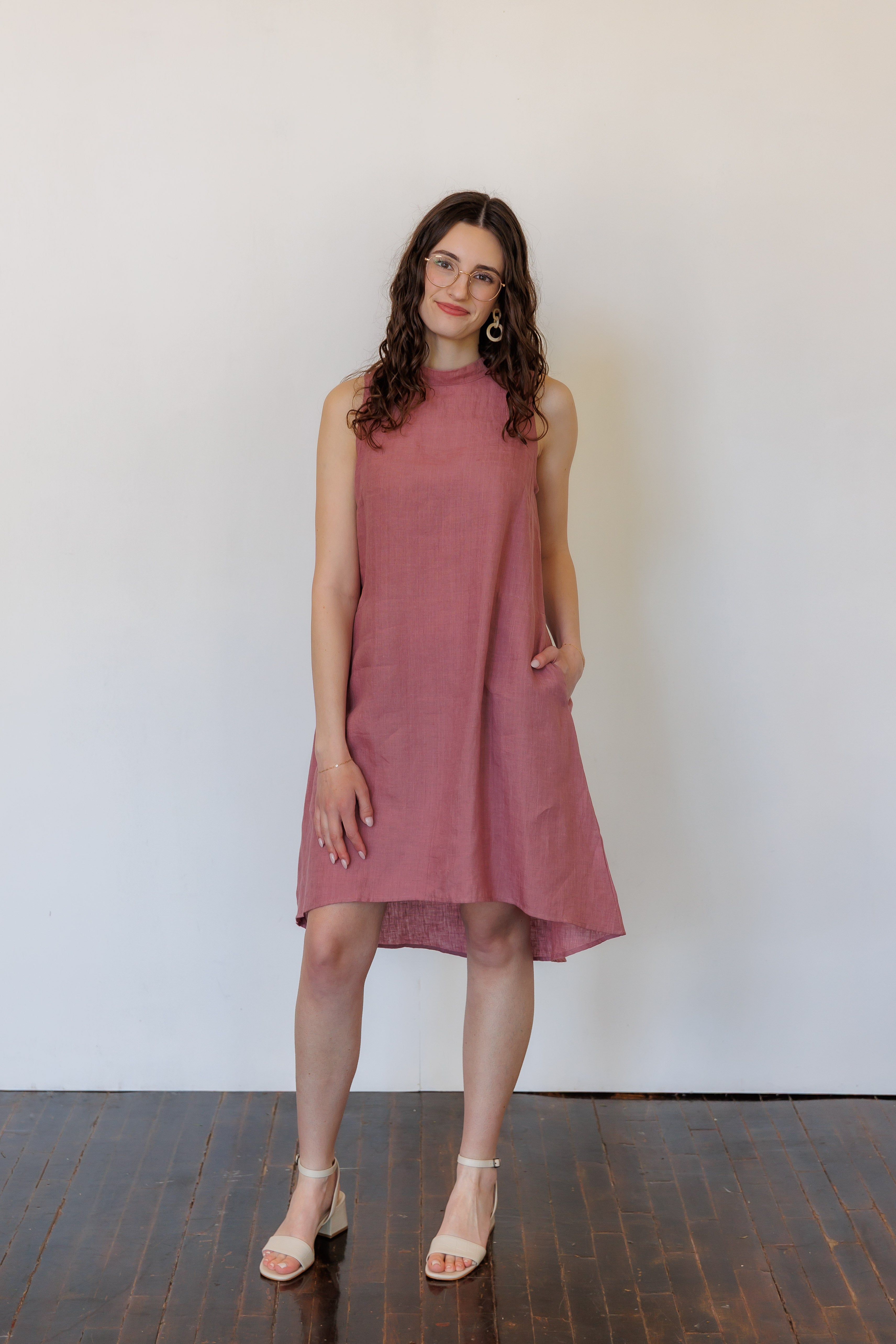 The Riverine Dress in Lilac Linen