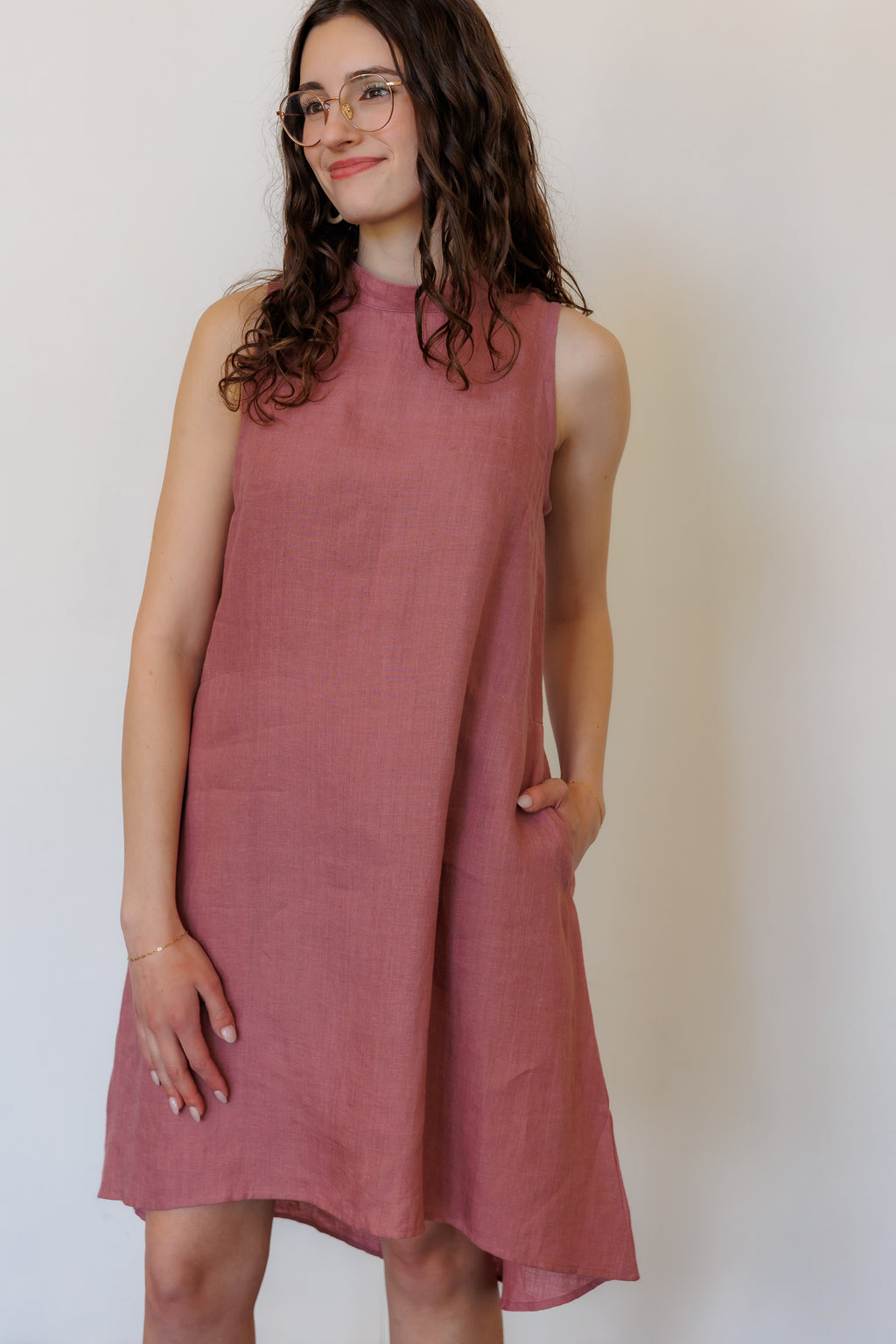 The Riverine Dress in Lilac Linen