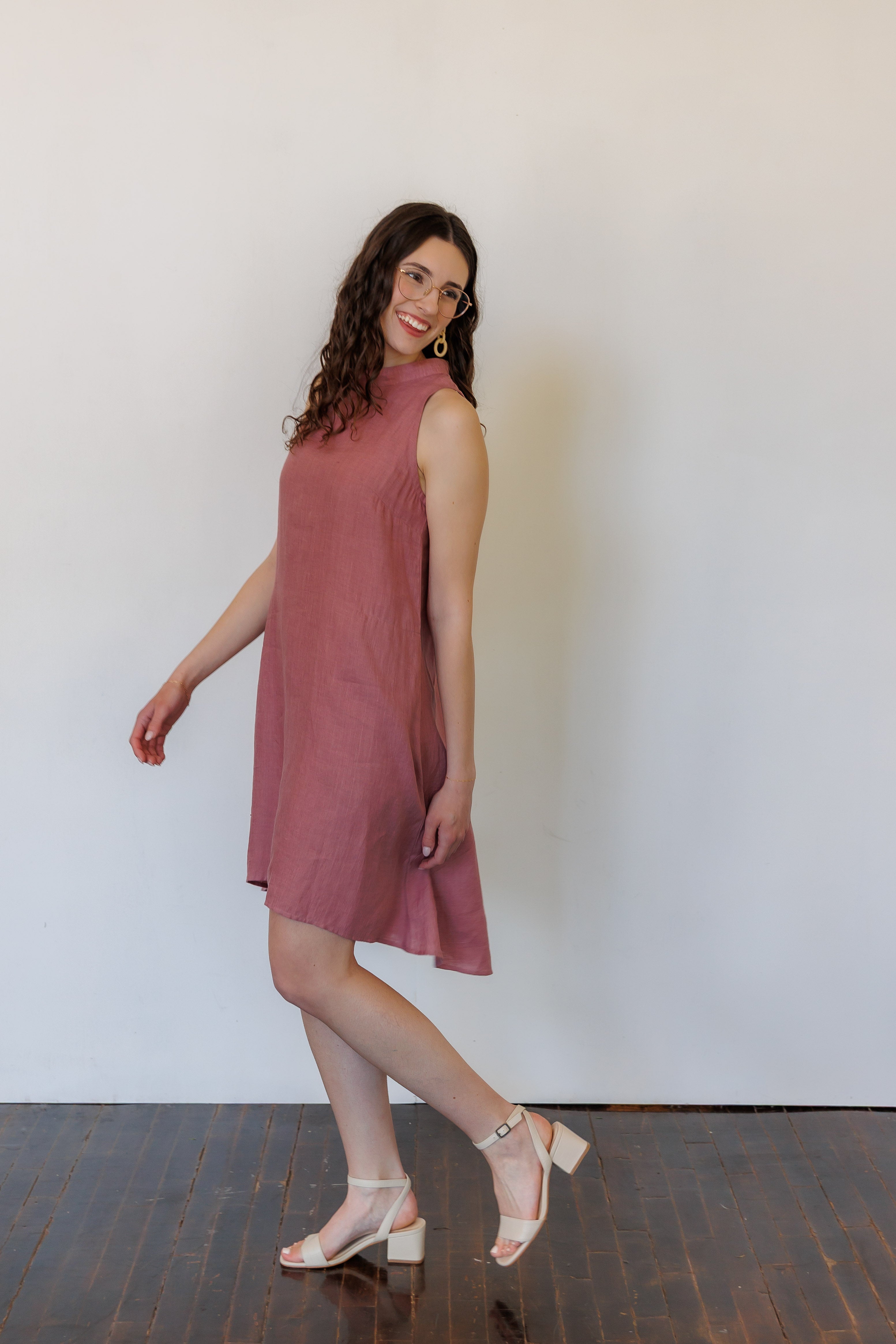 The Riverine Dress in Lilac Linen