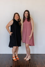 The Riverine Dress in Black Linen