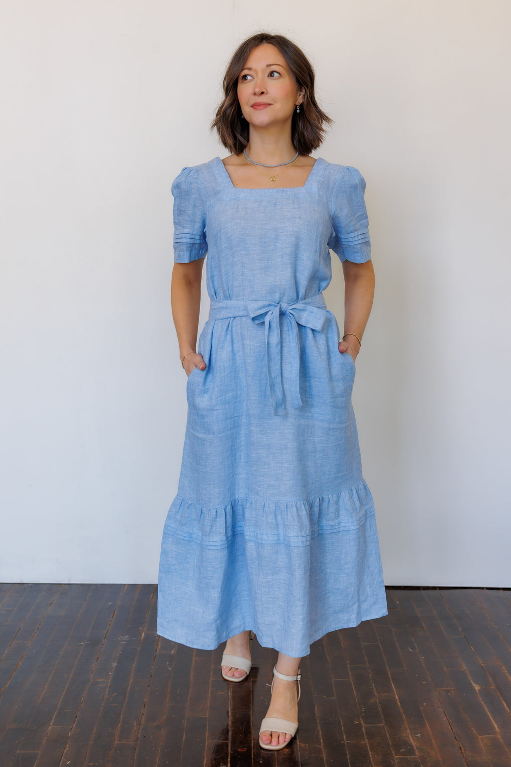 The Traverse Dress in Blue Linen