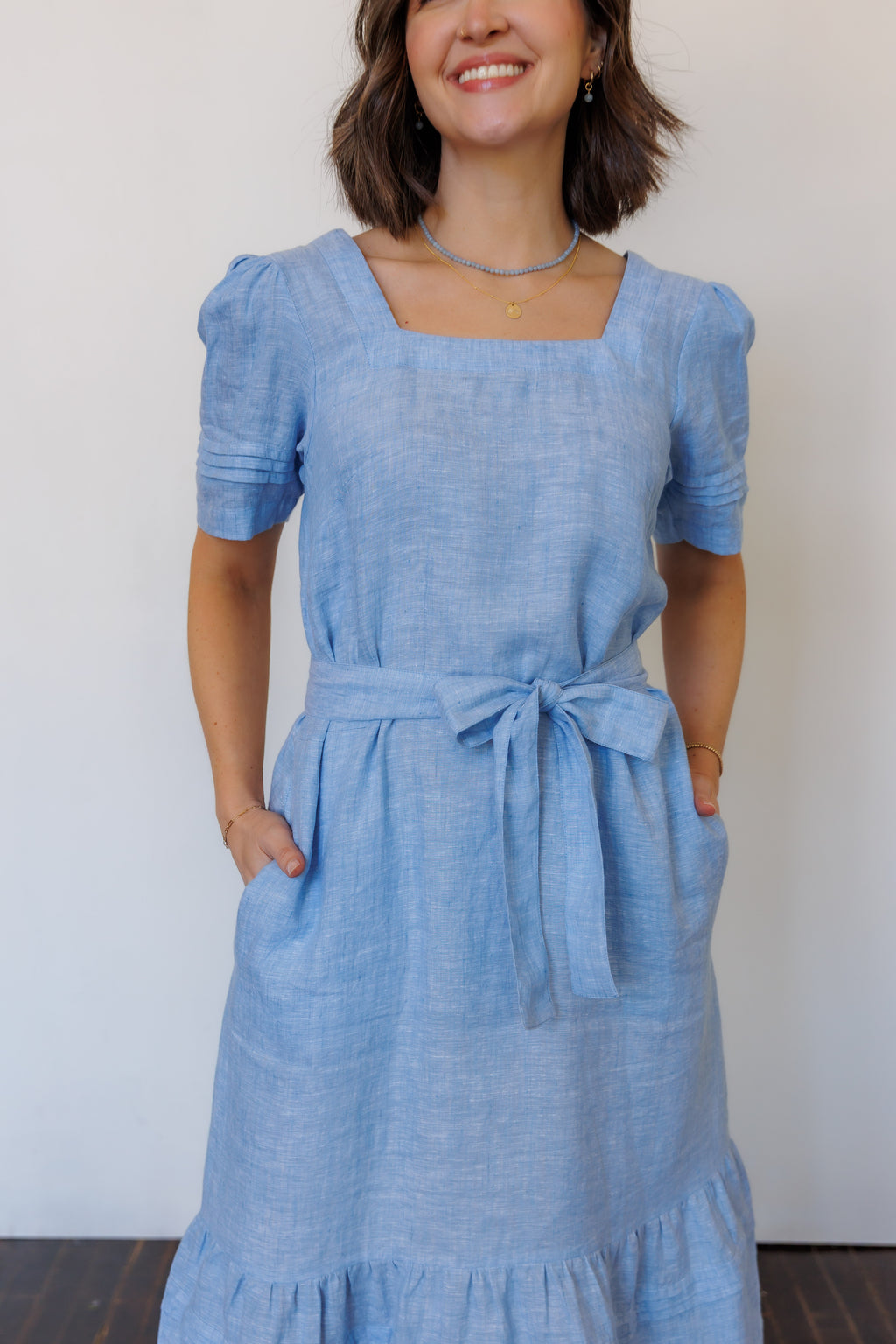 The Traverse Dress in Blue Linen