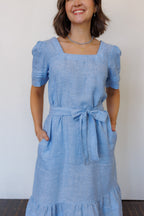 The Traverse Dress in Blue Linen