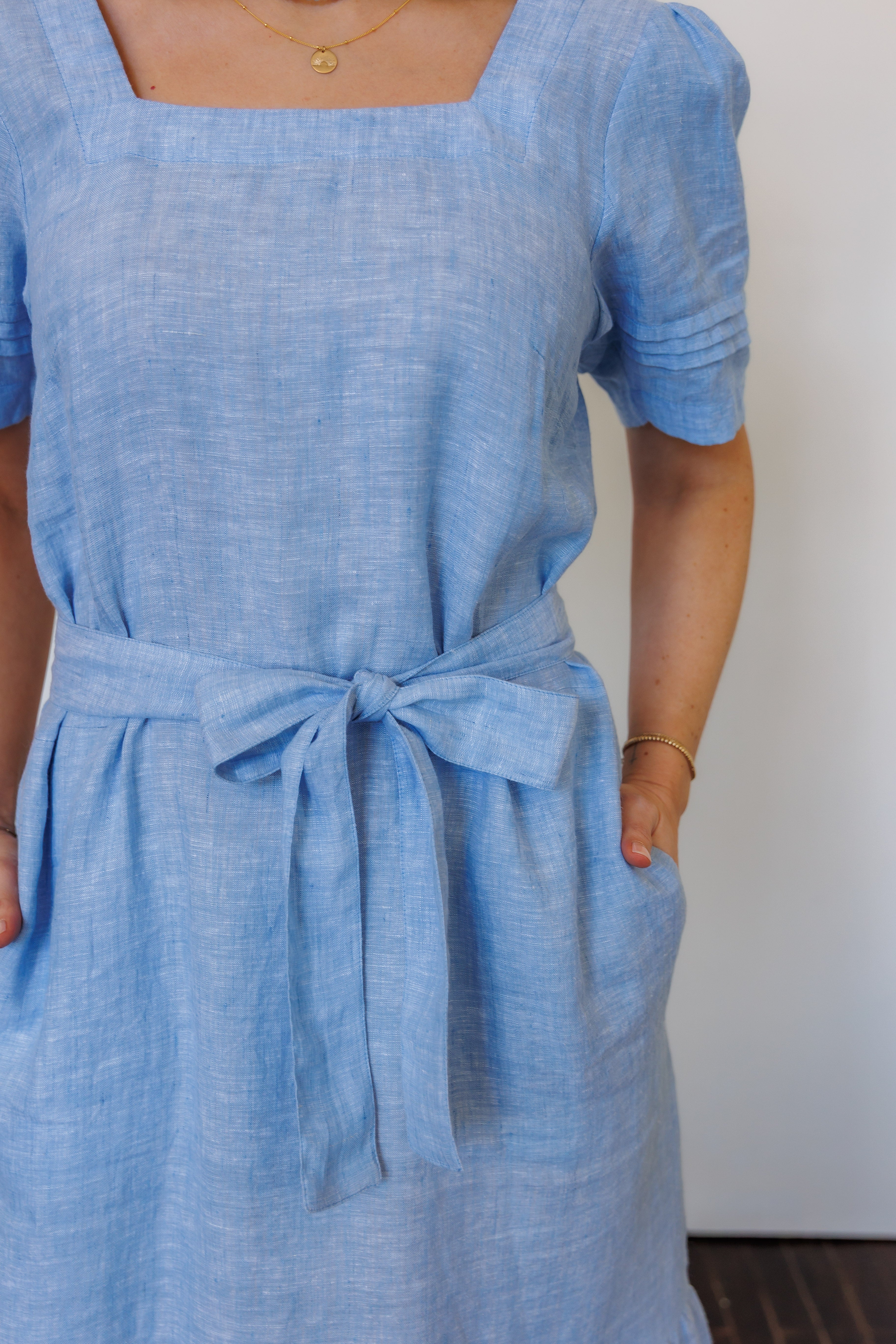 The Traverse Dress in Blue Linen