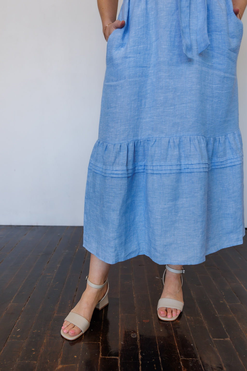 The Traverse Dress in Blue Linen