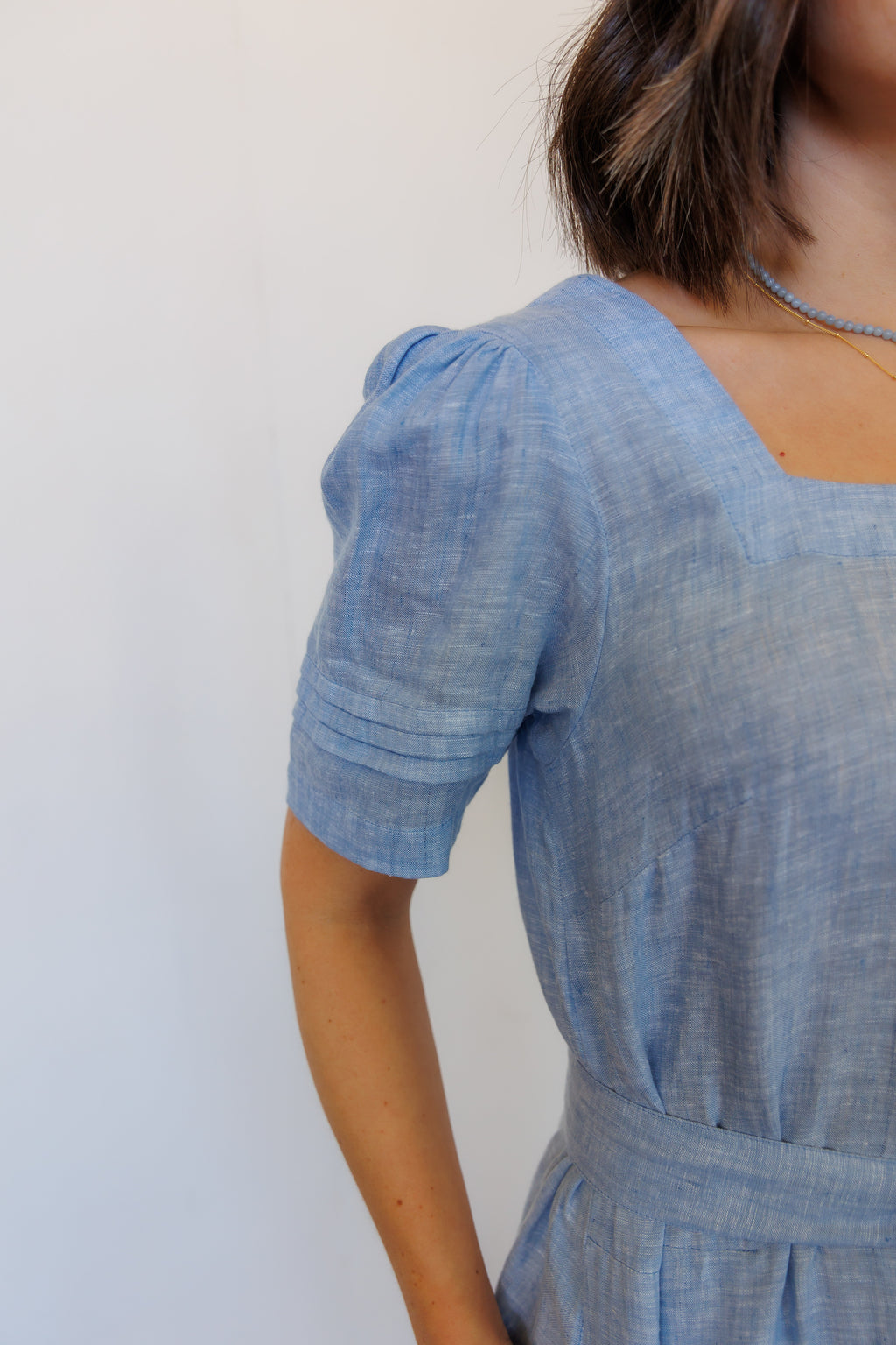 The Traverse Dress in Blue Linen