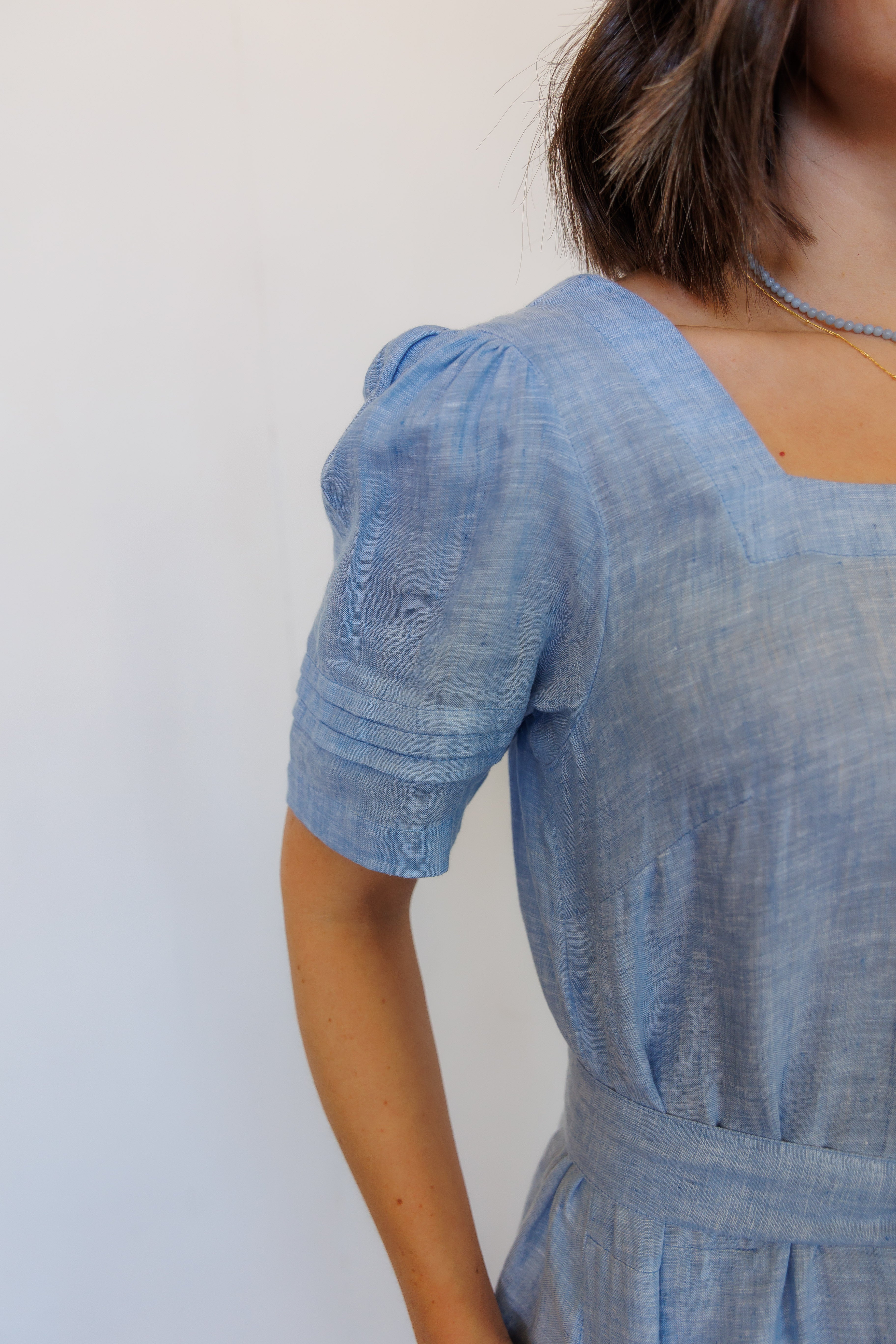 The Traverse Dress in Blue Linen