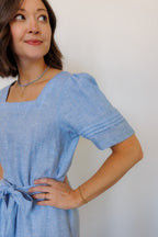 The Traverse Dress in Blue Linen