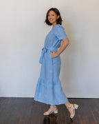 The Traverse Dress in Blue Linen