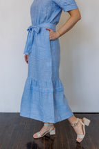 The Traverse Dress in Blue Linen