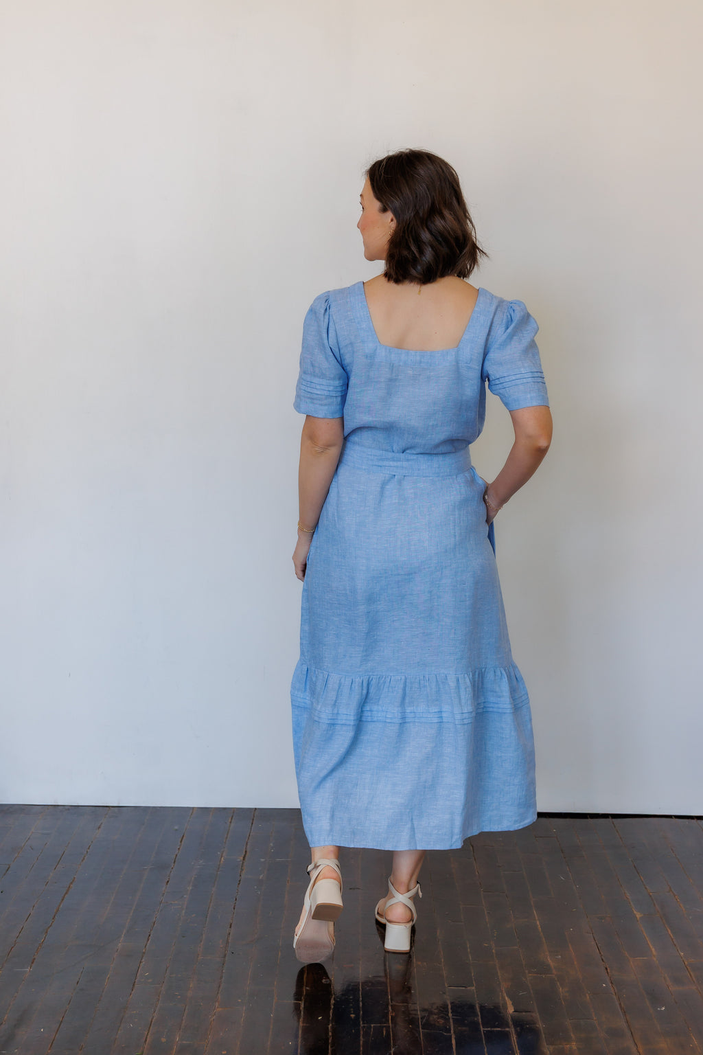 The Traverse Dress in Blue Linen