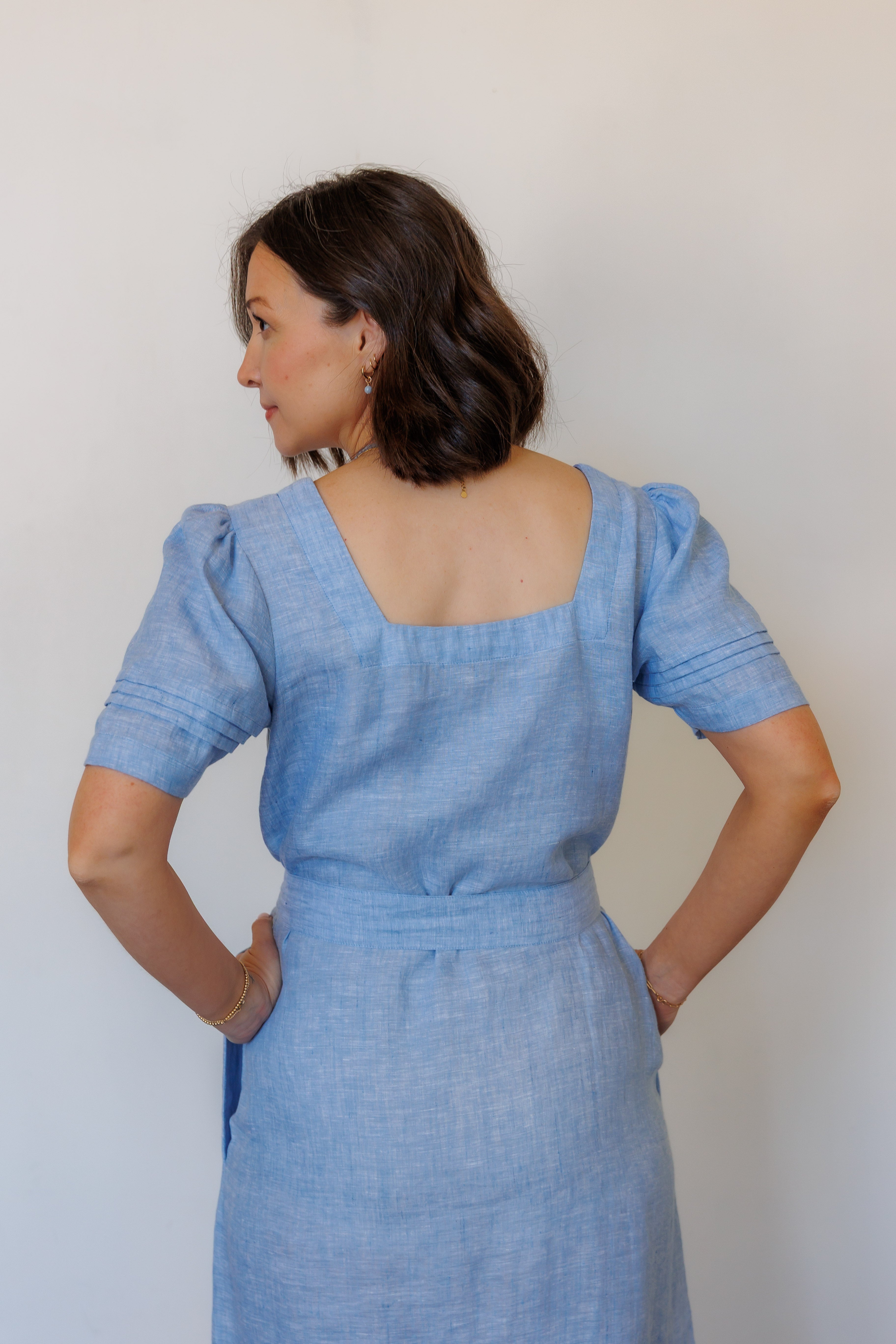 The Traverse Dress in Blue Linen