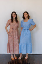 The Traverse Dress in Pink Block Print