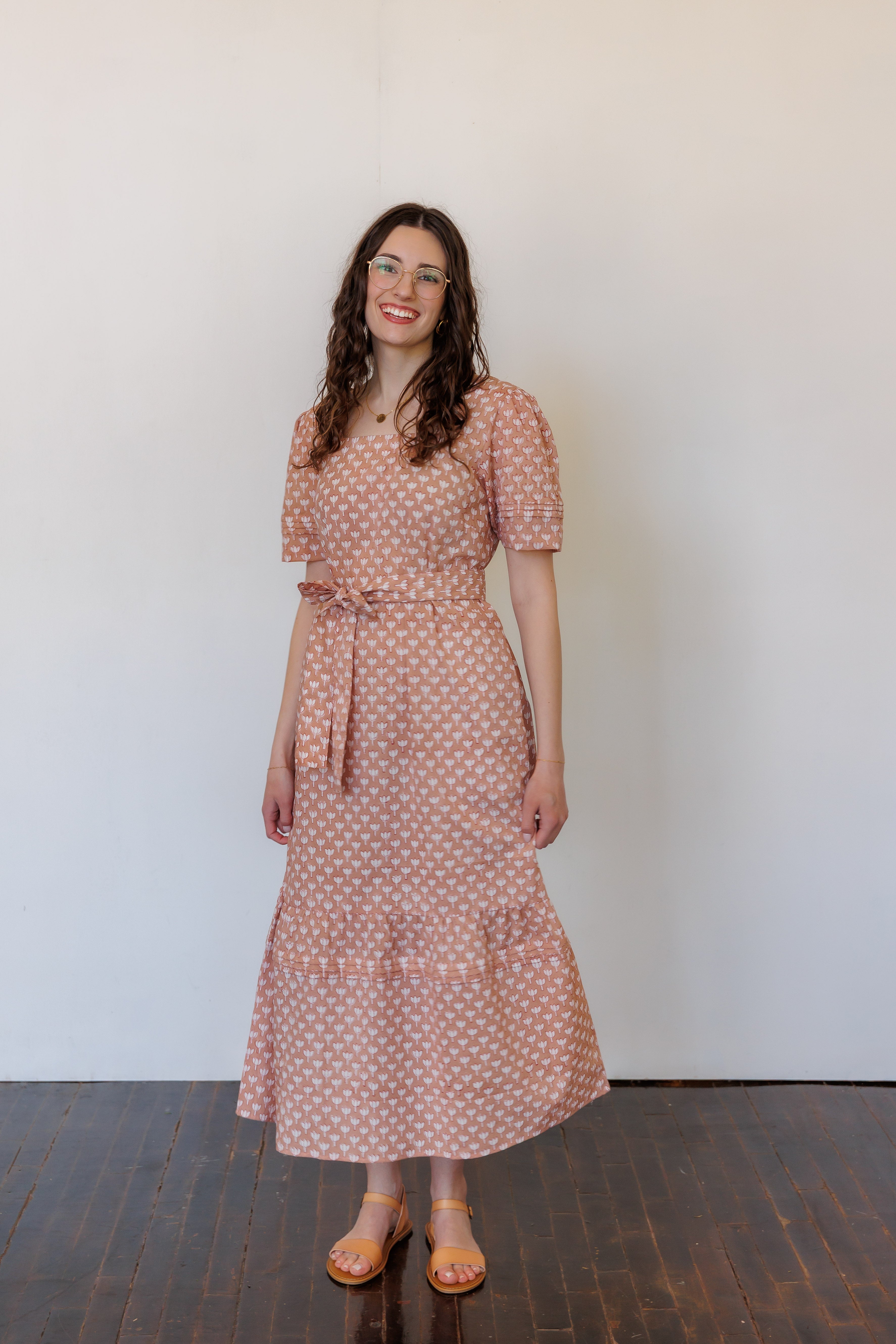 The Traverse Dress in Pink Block Print