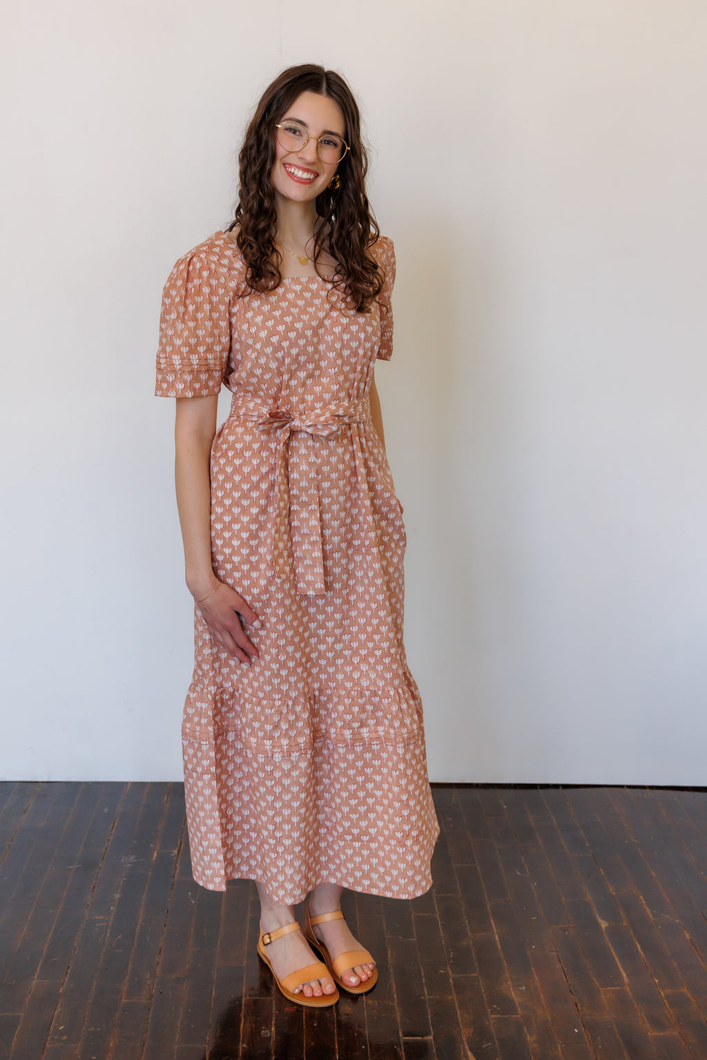 The Traverse Dress in Pink Block Print