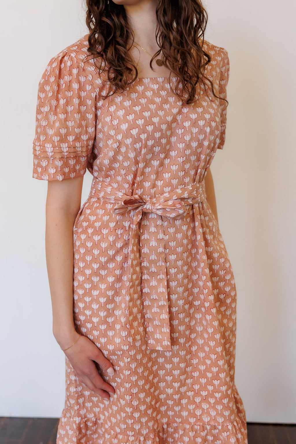 The Traverse Dress in Pink Block Print