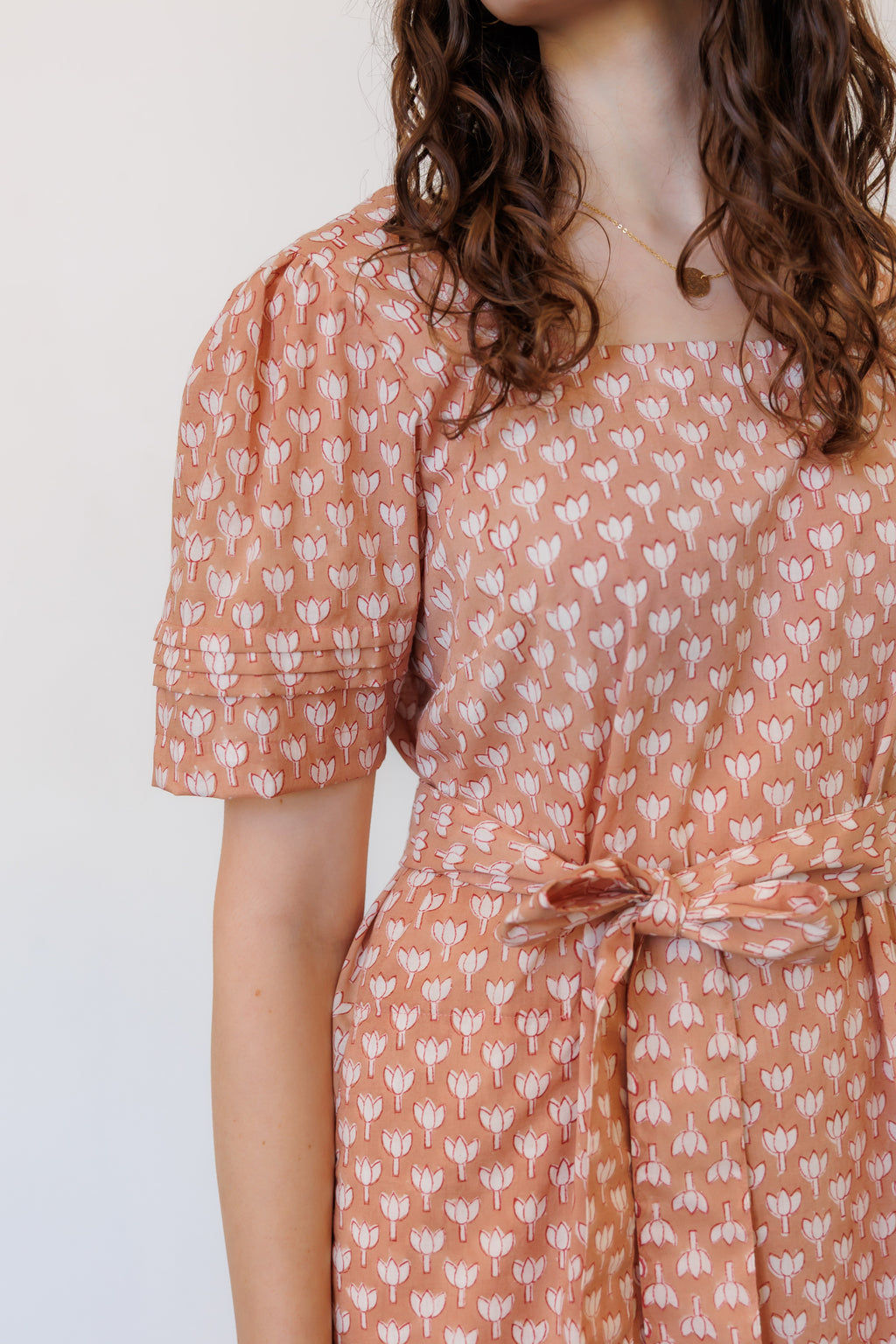 The Traverse Dress in Pink Block Print