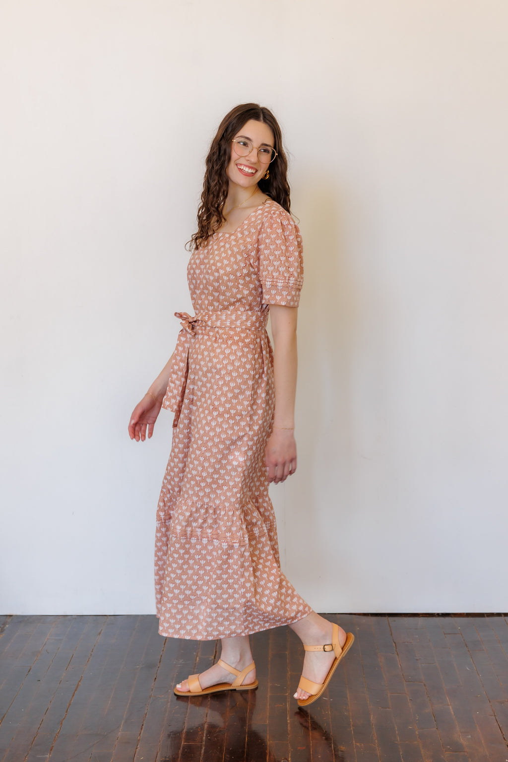 The Traverse Dress in Pink Block Print