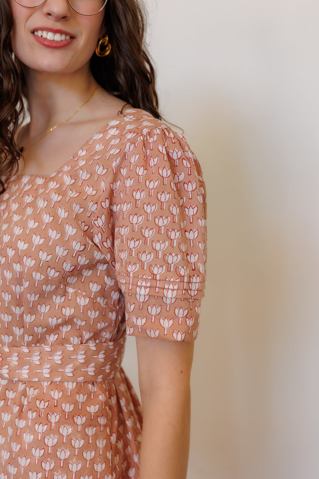 The Traverse Dress in Pink Block Print