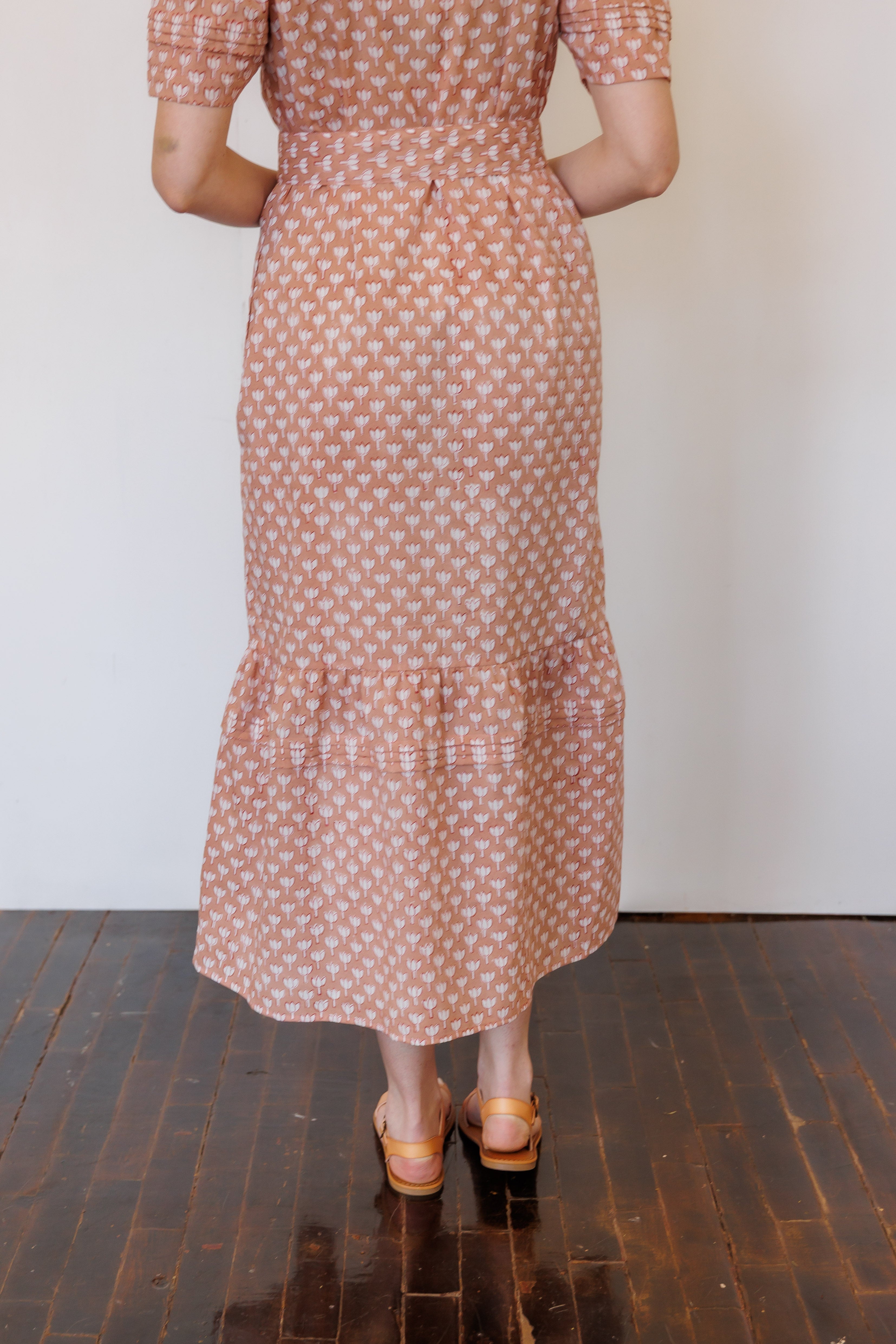 The Traverse Dress in Pink Block Print