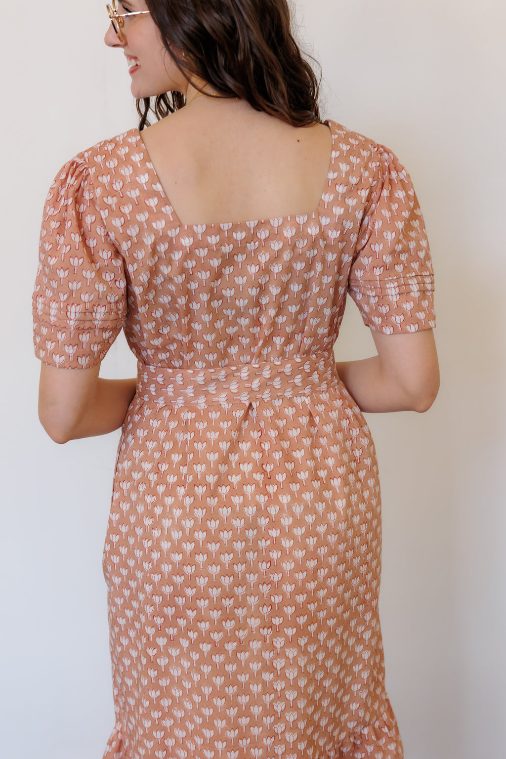 The Traverse Dress in Pink Block Print