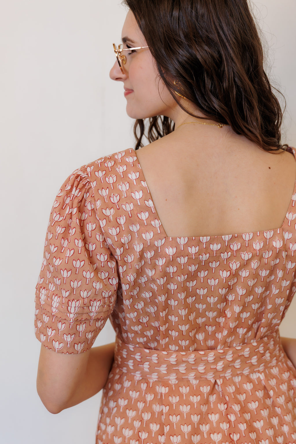 The Traverse Dress in Pink Block Print