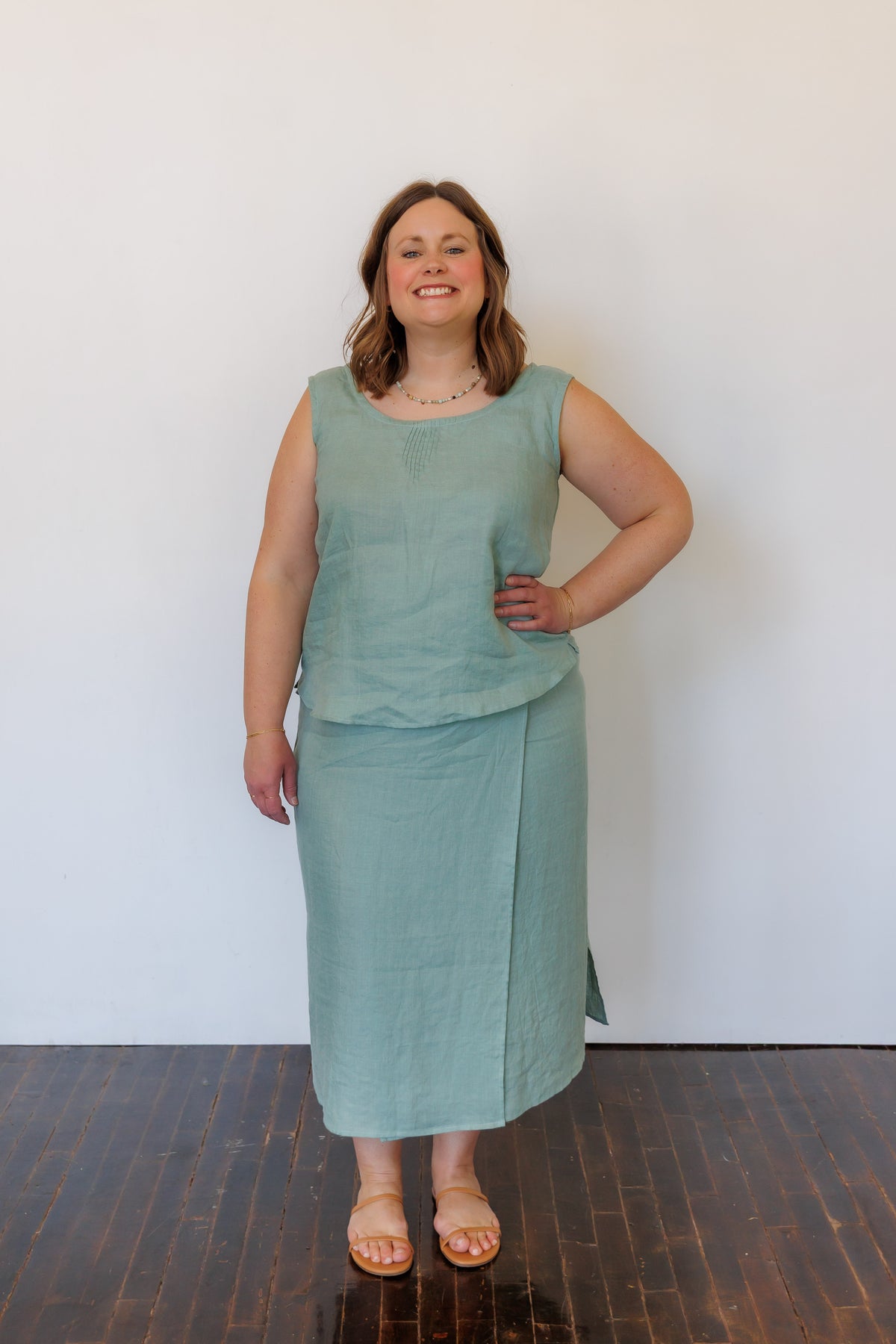 The Willow Wrap Skirt in Sage Green