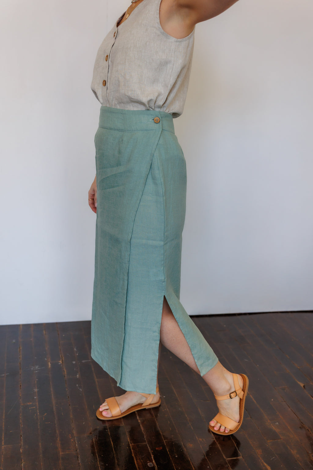 The Willow Wrap Skirt in Sage Green