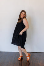 The Riverine Dress in Black Linen