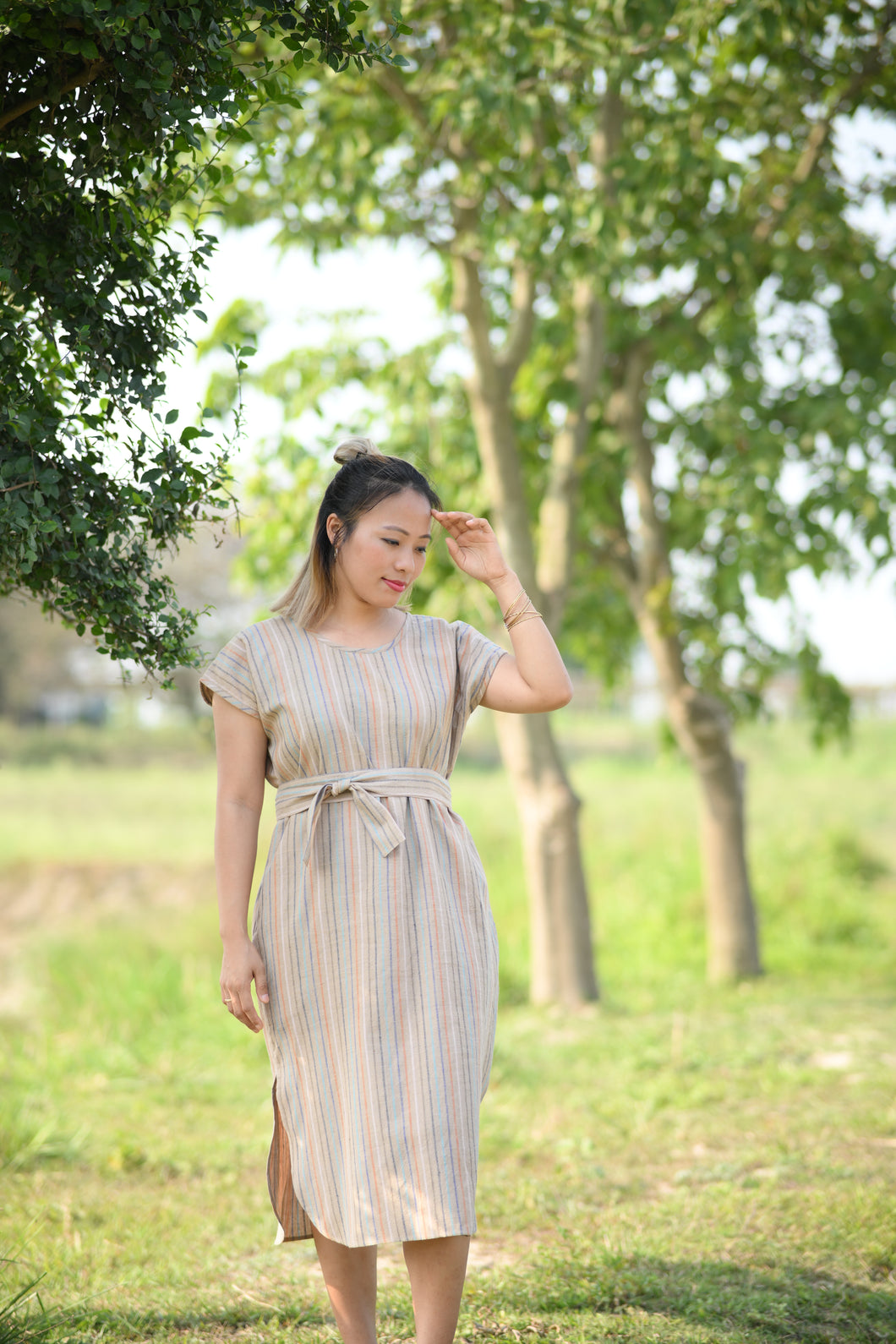 The Serene Kaftan Dress in Hazel Stripe