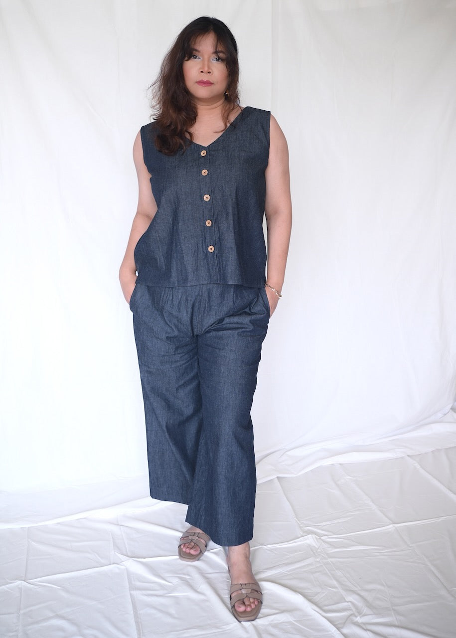 The Harmony Reversible Top in Denim
