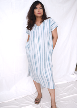 Load image into Gallery viewer, The Serene Kaftan Dress in Aegean Stripe
