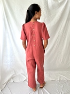The Terra Short Sleeved Linen Jumpsuit