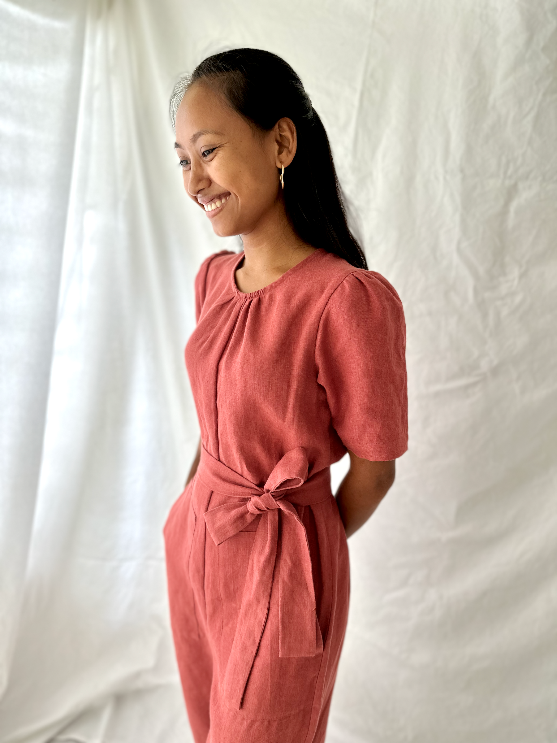 The Terra Short Sleeved Linen Jumpsuit