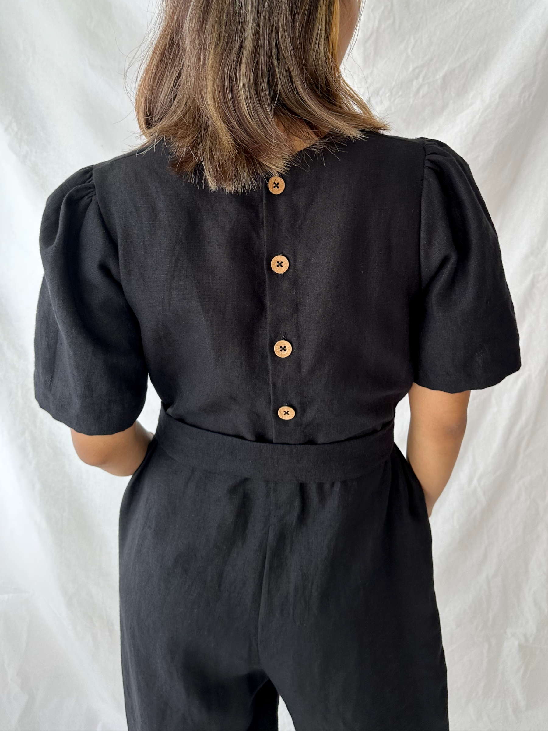 The Terra Short Sleeved Linen Jumpsuit
