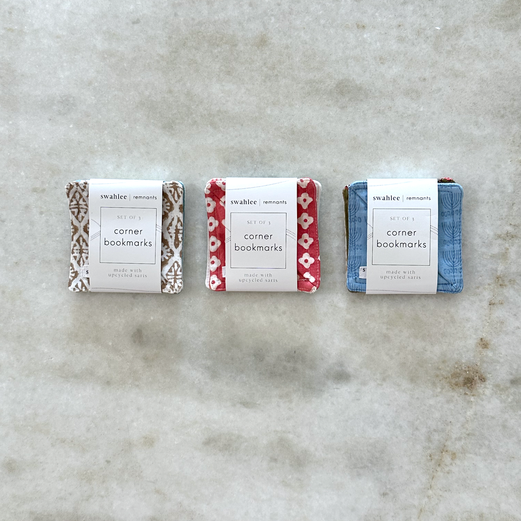 Block Print Corner Bookmarks