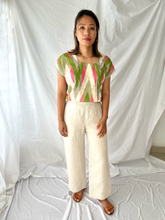 Load image into Gallery viewer, Pink &amp; Green Ikat Square Neck Top - S
