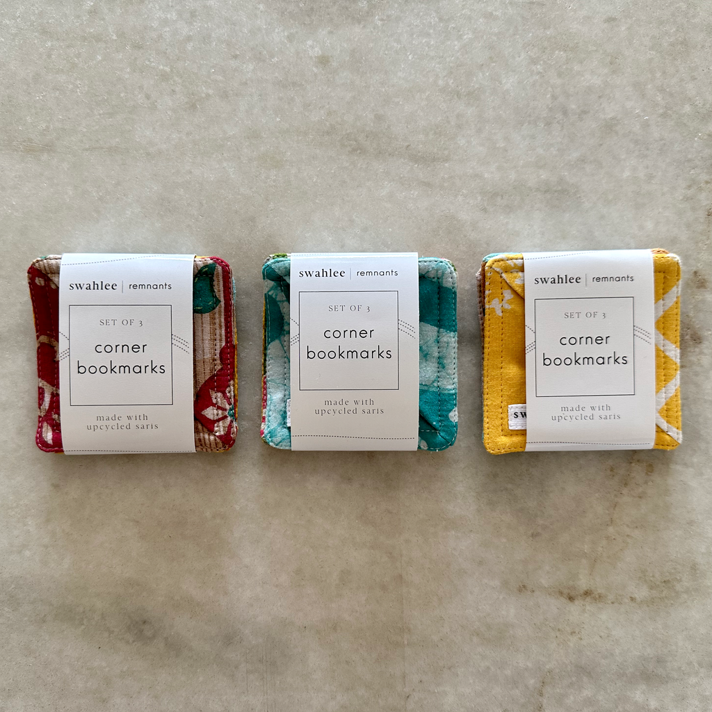 Upcycled Sari Corner Bookmarks