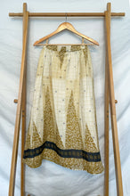 Load image into Gallery viewer, Branches &amp; Plaid Mustard Green Button Midi Skirt - XS
