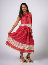 Load image into Gallery viewer, Sunflowers &amp; Paisely Button Midi Skirt - L
