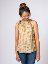 Load image into Gallery viewer, Brown &amp; White Paisley Tie-Neck Halter Top - XL
