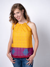 Load image into Gallery viewer, Yellow &amp; Black Geometric Tie-Neck Halter Top - L, XL
